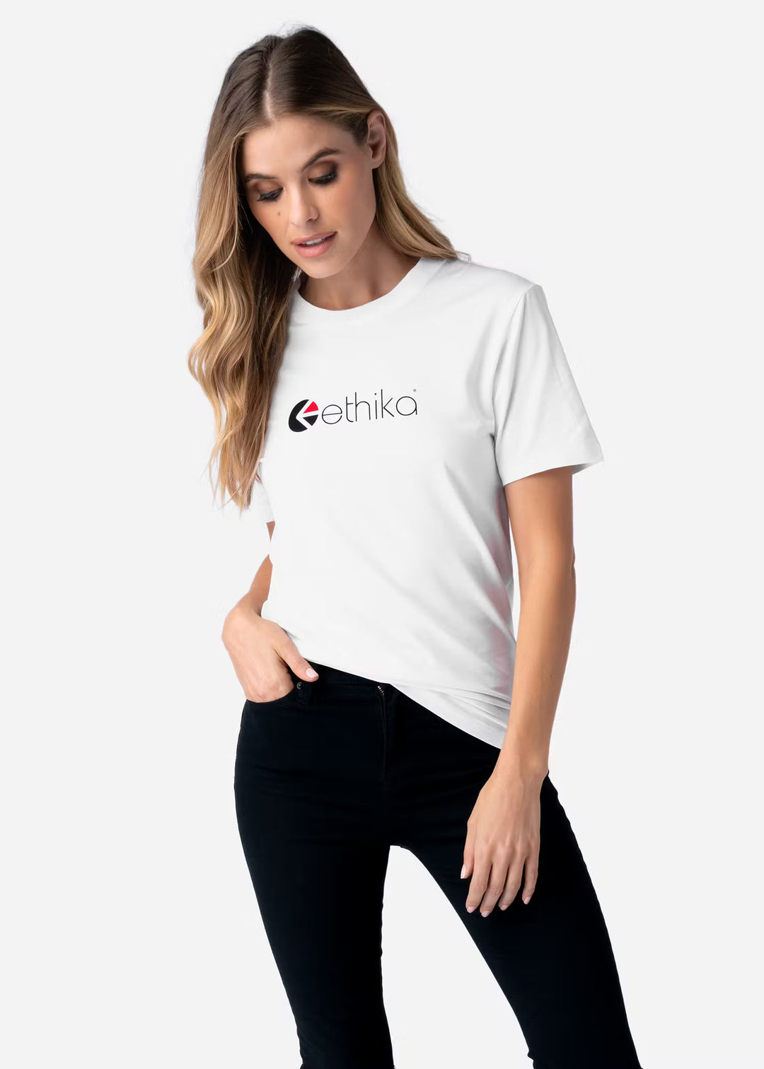 Womens Matte Modal Logo Tee White