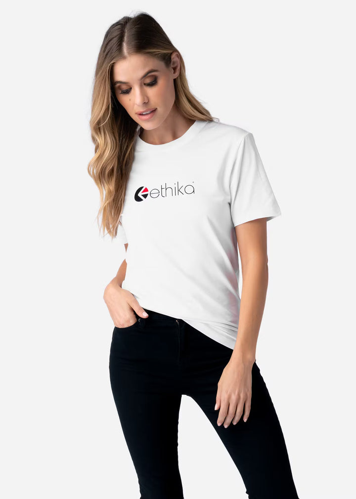 Womens Matte Modal Logo Tee White