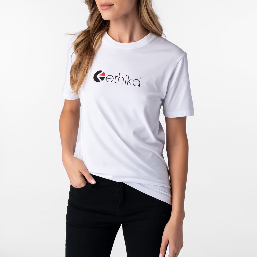 Womens Matte Modal Logo Tee White