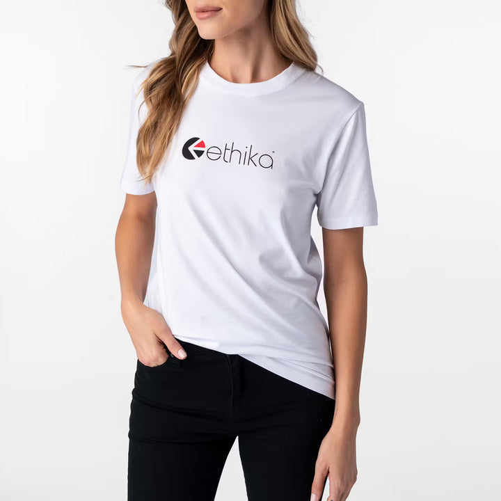 Womens Matte Modal Logo Tee White