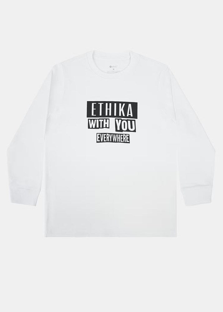 Boys Stamped Longsleeve Tee - White
