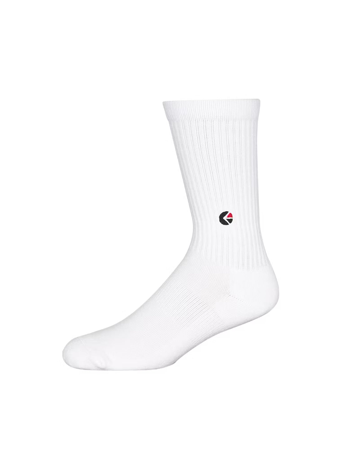 Boys White Crew Sock - Black Logo