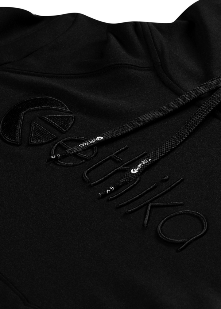Boys Pullover Embroidered Hoodie Black