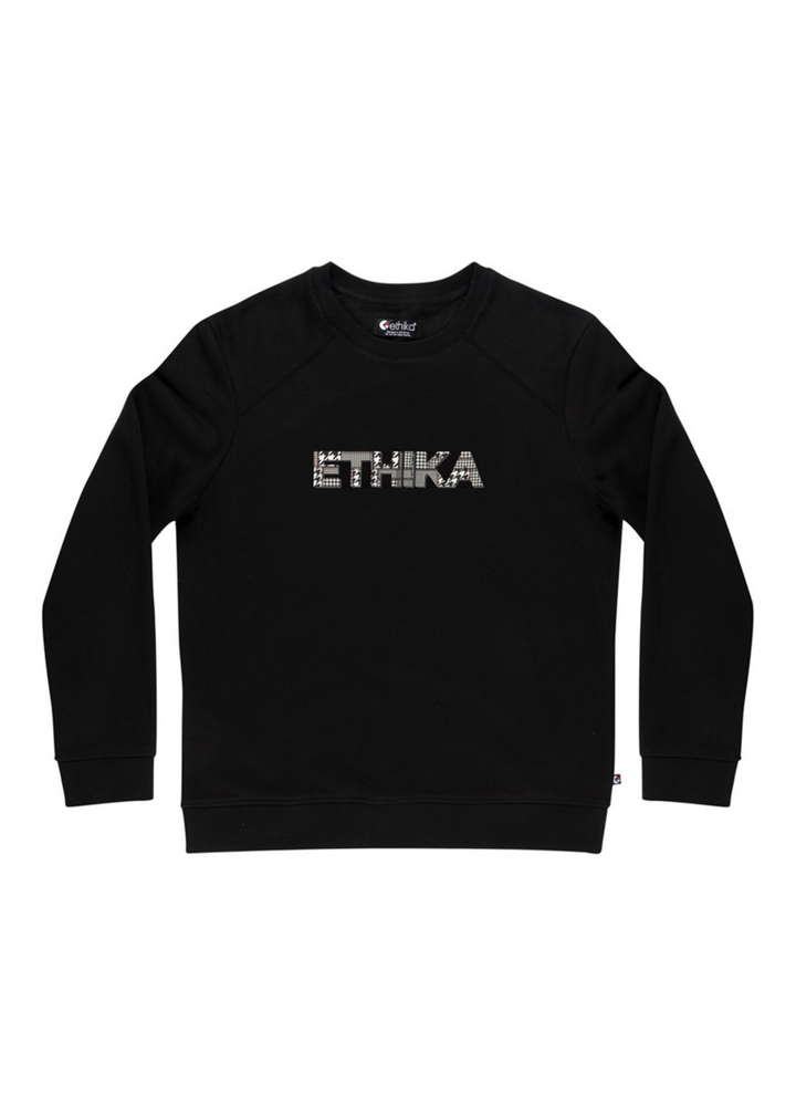 Boys Crew Neck Fleece - Scrap Logo Black