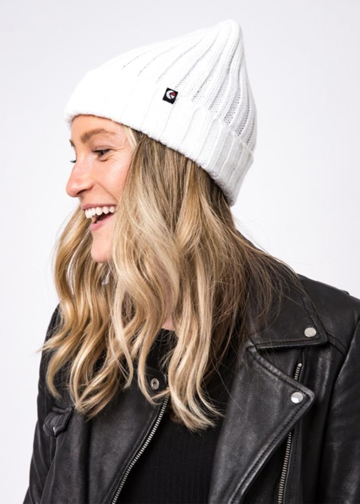 Ribbed Fold Beanie White