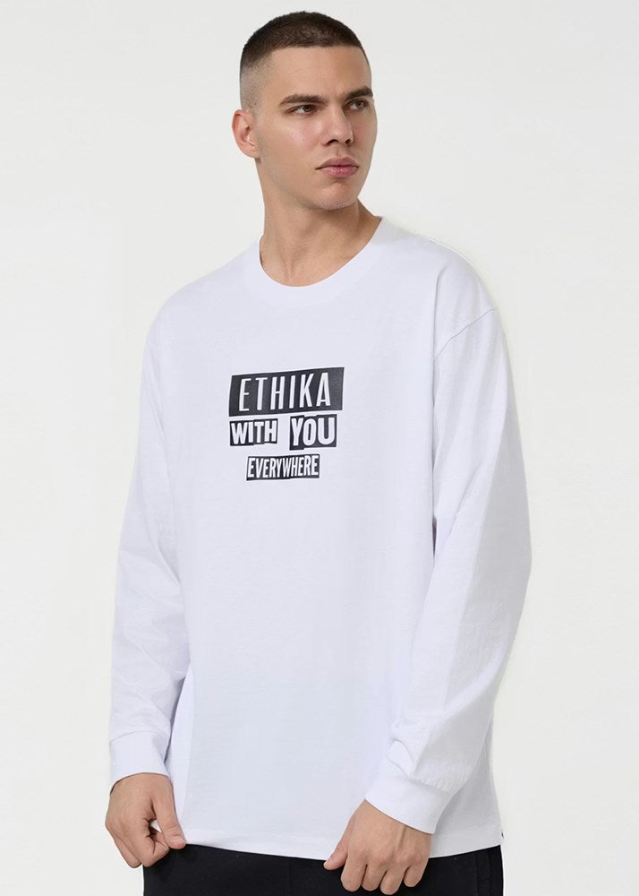 Mens Stamped Longsleeve Tee - White