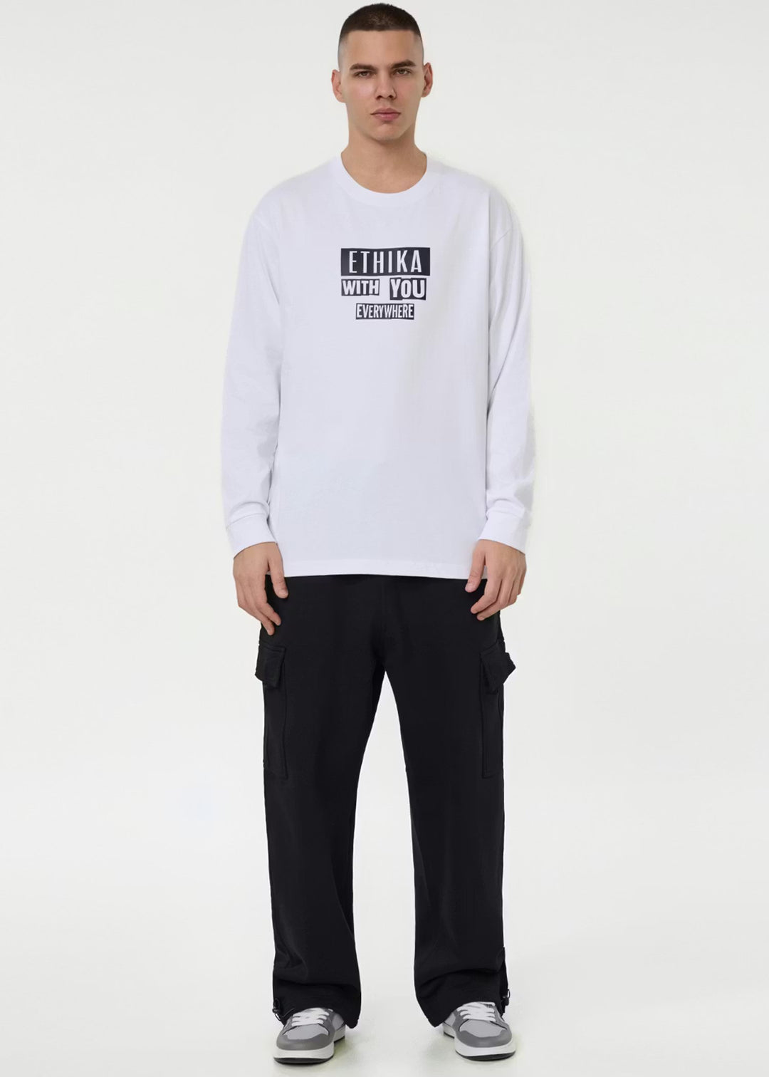 Mens Stamped Longsleeve Tee - White