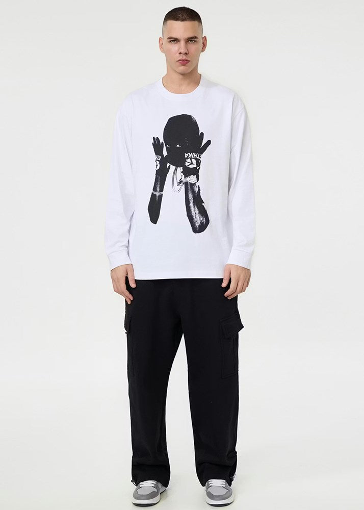 Mens Rider Longsleeve Tee - White