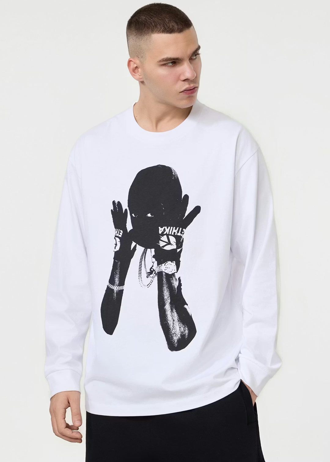 Mens Rider Longsleeve Tee - White