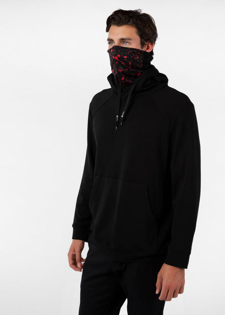 Mens Hollaclava Hoodie - Black / Red Splatter