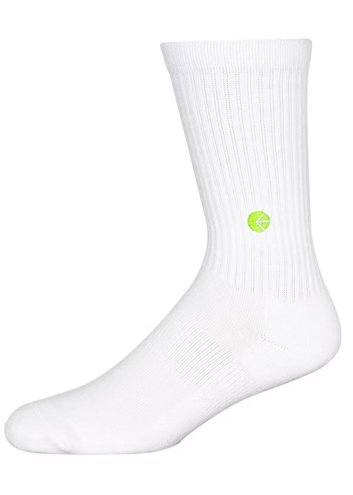 White Crew Socks - Flo Green Logo