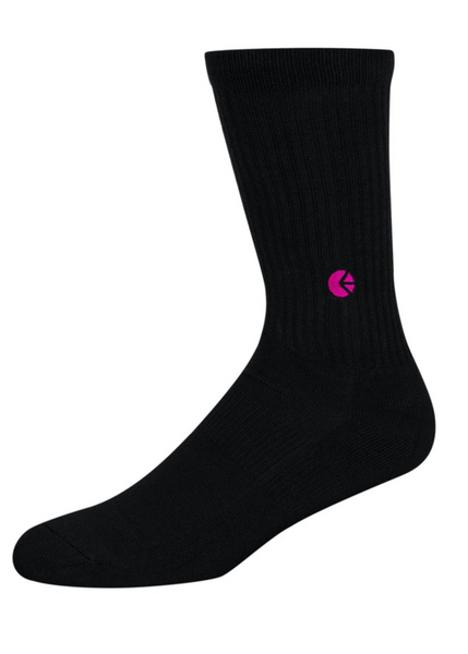 Black Crew Sock - Pink Logo
