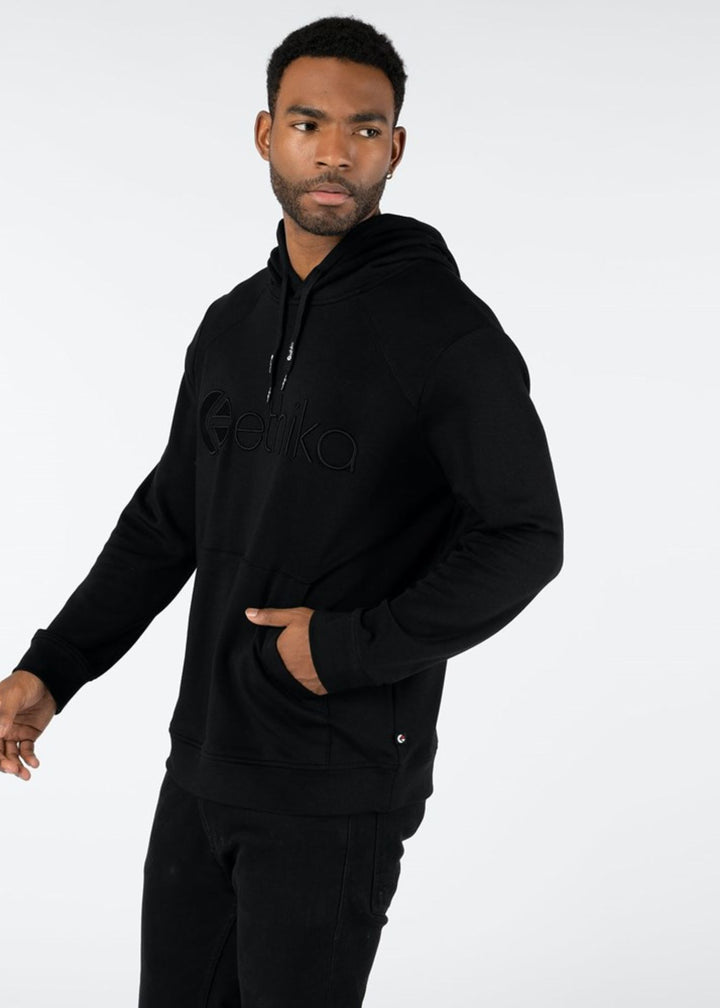 Mens Embroidered Hoodie - Black / Black