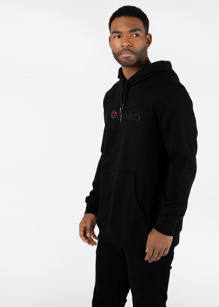 Mens Ethika Logo Pullover Hoodie - Black