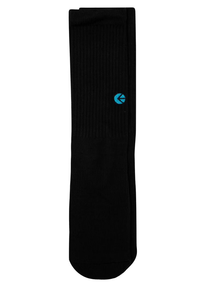 Mens Black Crew Socks - Blue Logo
