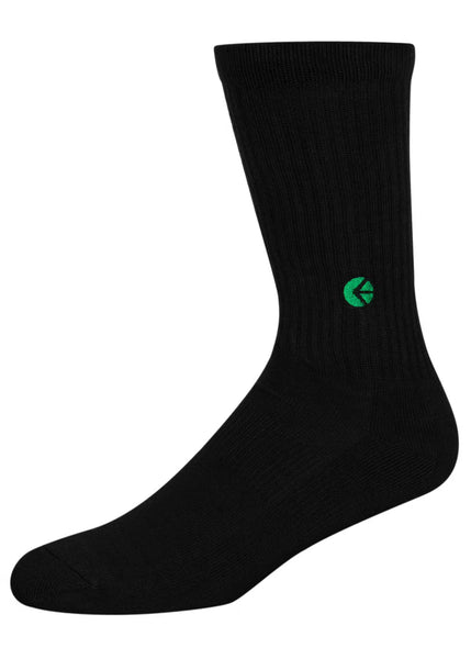 Black Crew Sock - Green Logo