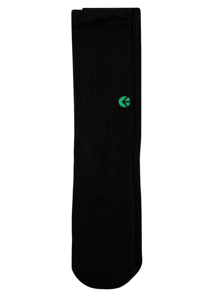 Black Crew Sock - Green Logo