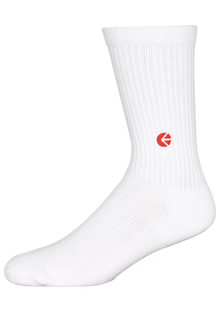 White Crew Socks - Red Logo