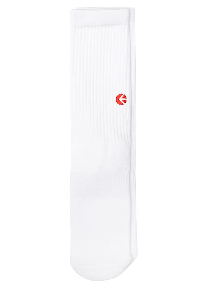 White Crew Socks - Red Logo