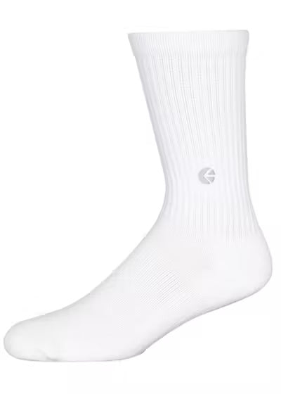 White Crew Socks - Silver Logo