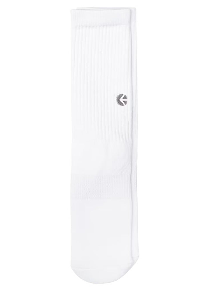 White Crew Socks - Silver Logo