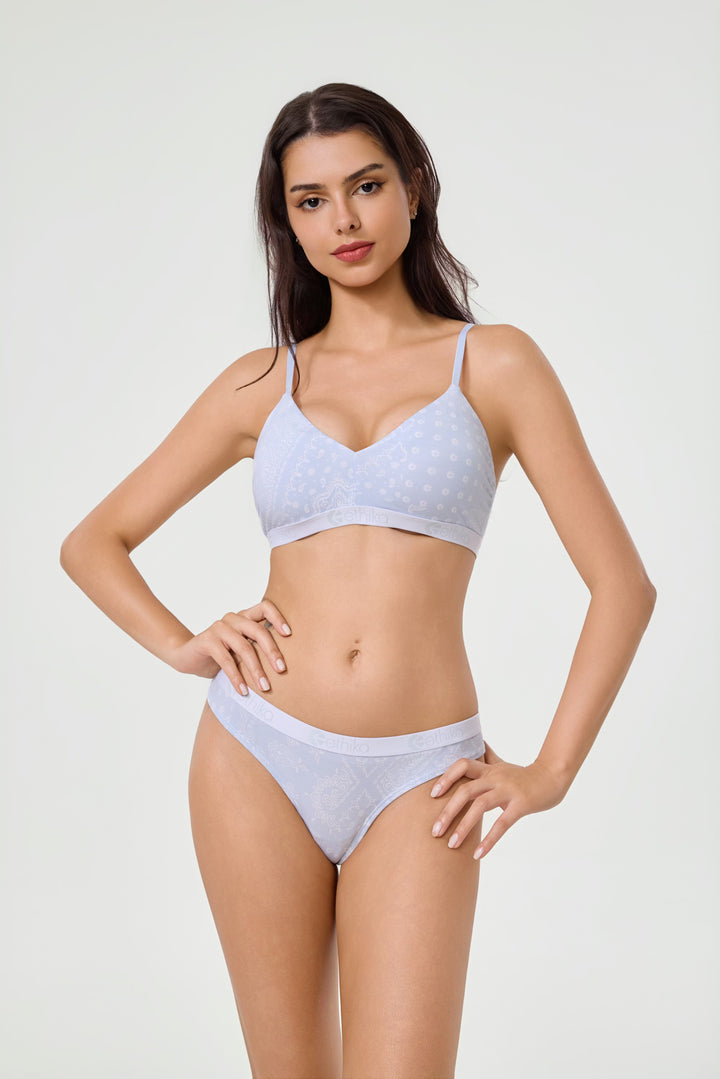 Womens Ice Paisley V-Neck Bra