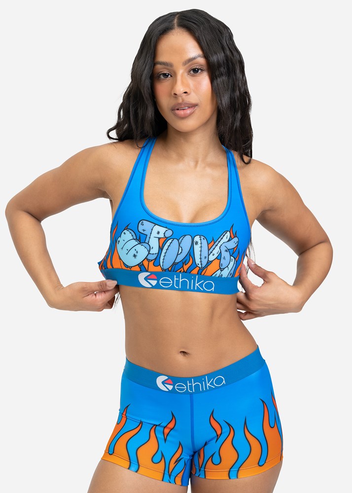 Womens Down In Flames Sports Bra