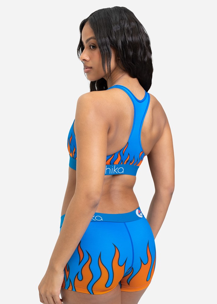 Womens Down In Flames Sports Bra