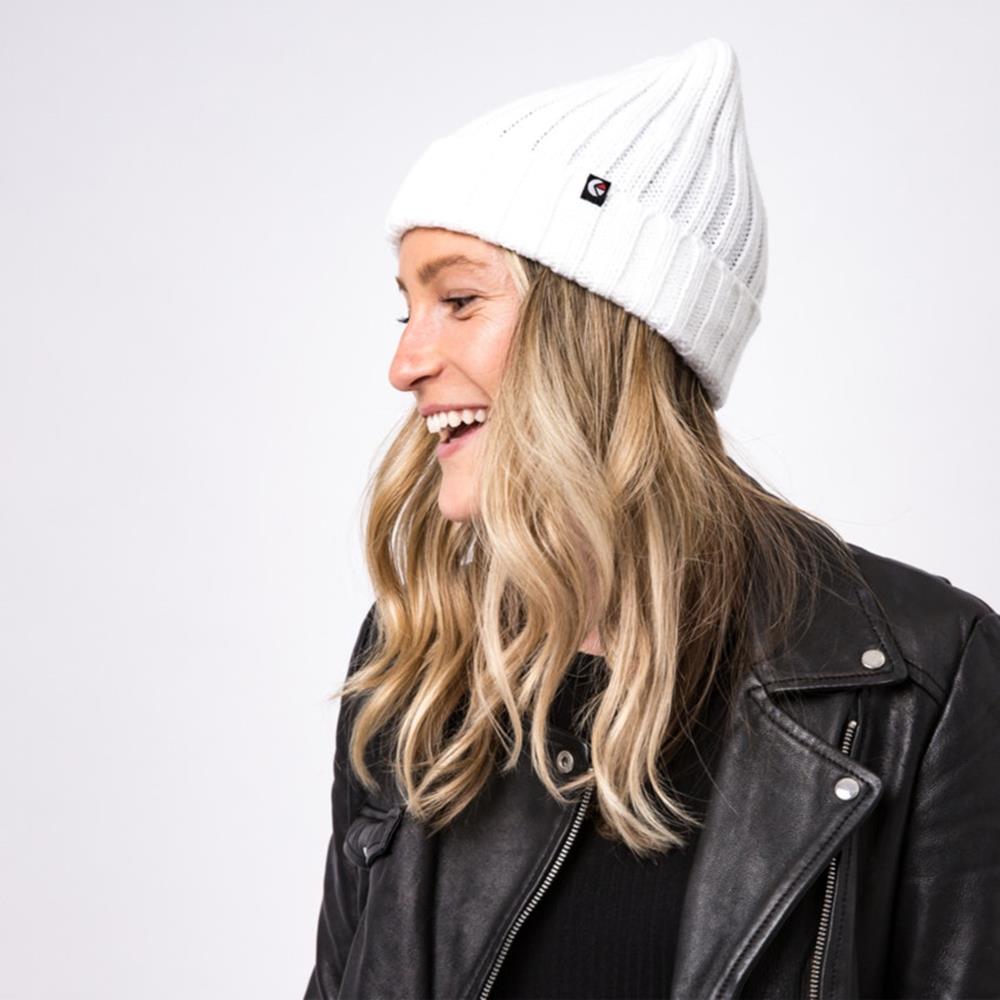 Ribbed Fold Beanie White