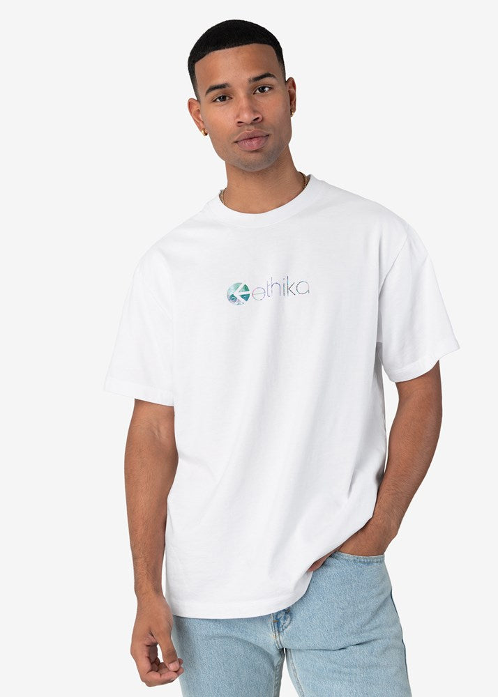 Mens Benji Glitchin Logo Tee - White