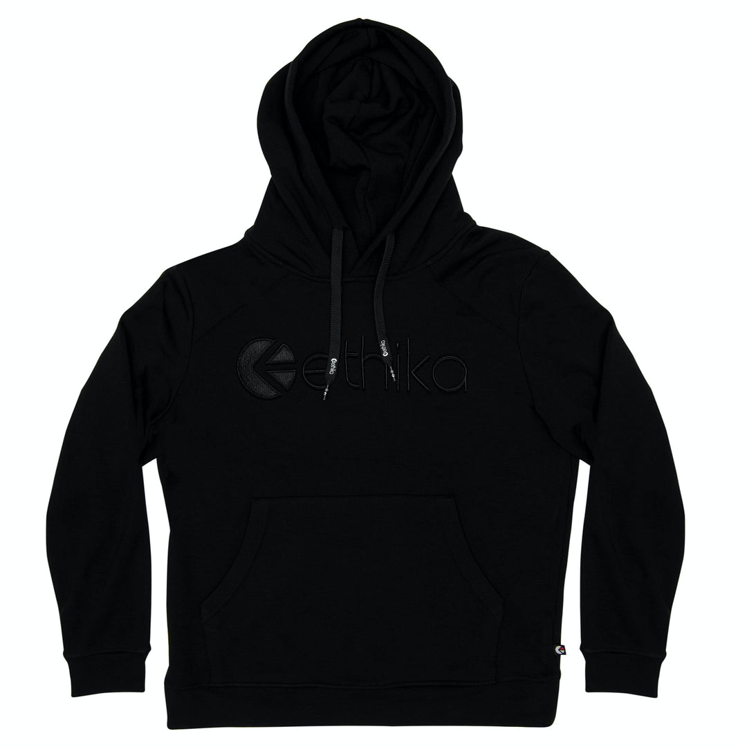 Mens Embroidered Hoodie - Black / Black