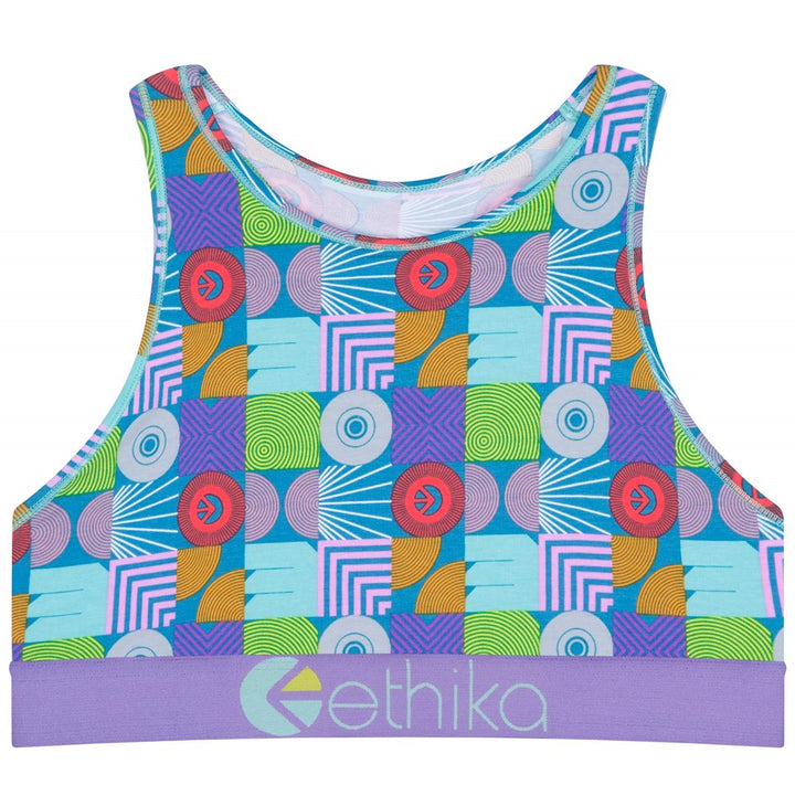 Abstract Gathering High Neck Bra