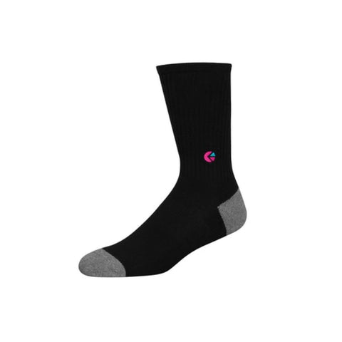 Boys Black Crew Sock - Pink Logo